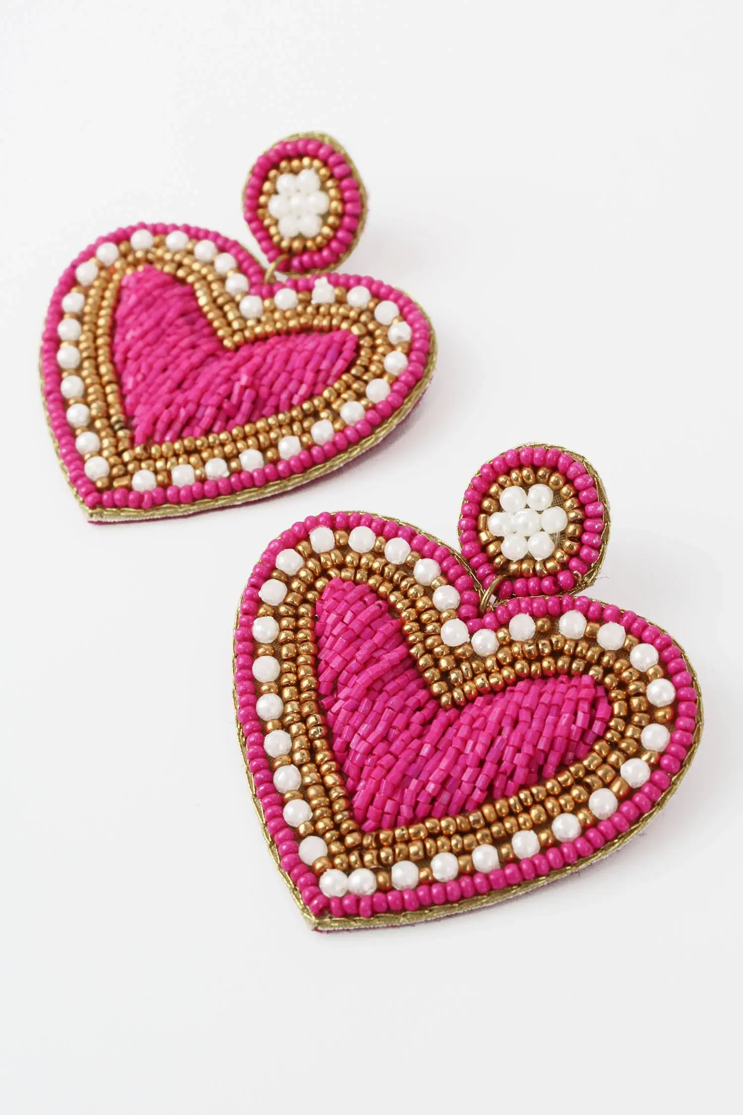 My Doris  Classic Pink,Pearl, & Gold Beaded Earrings