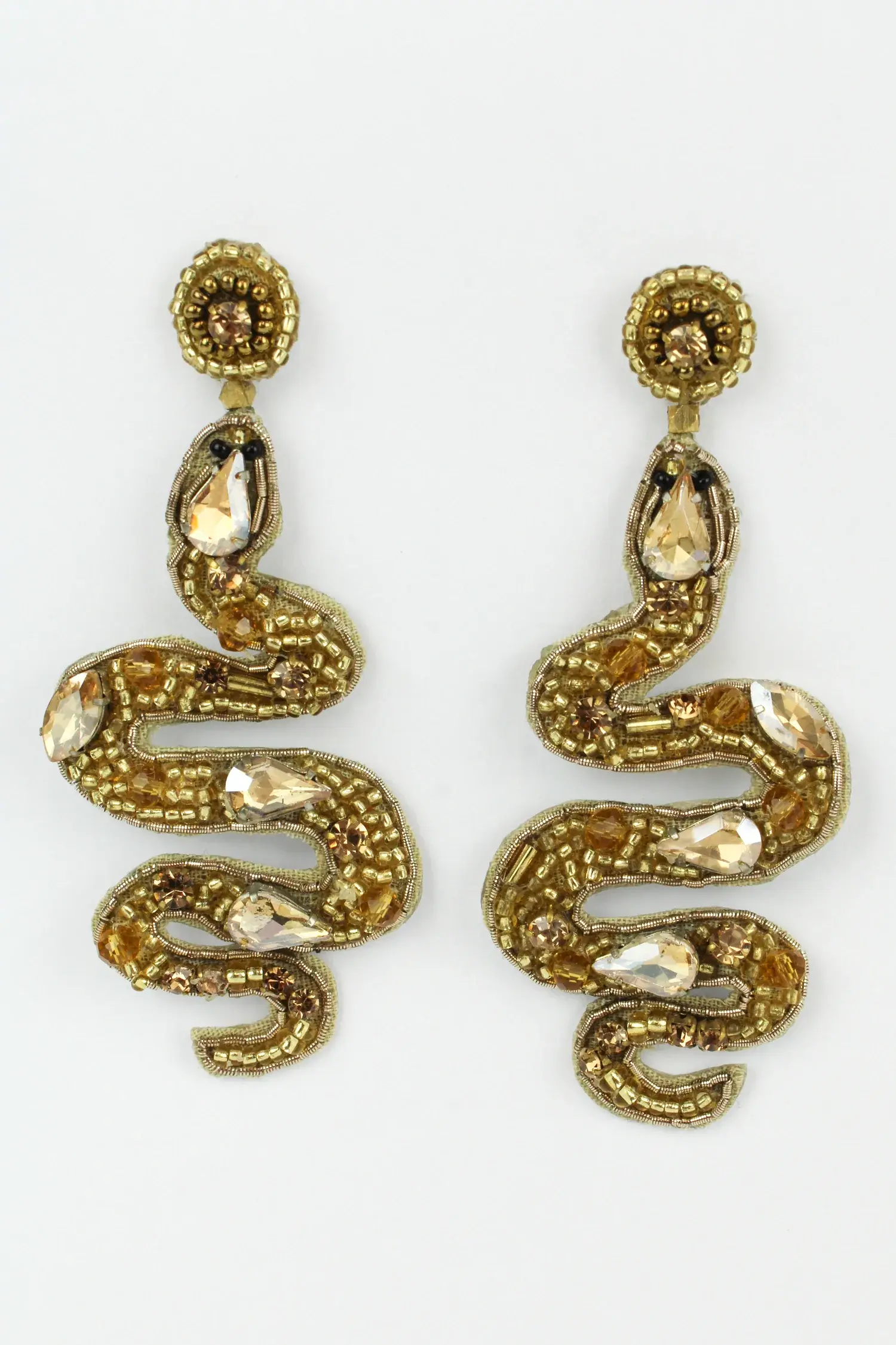 My Doris Gold Beaded Snake Earrings