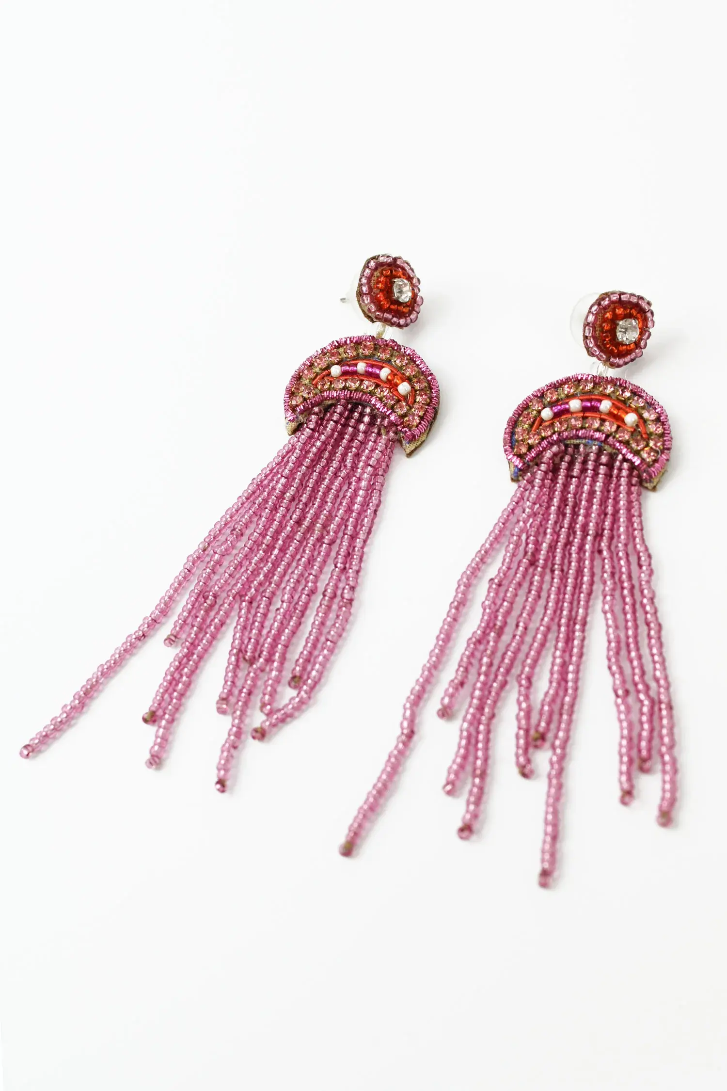My Doris Beaded Pink Jelly Fish Earrings