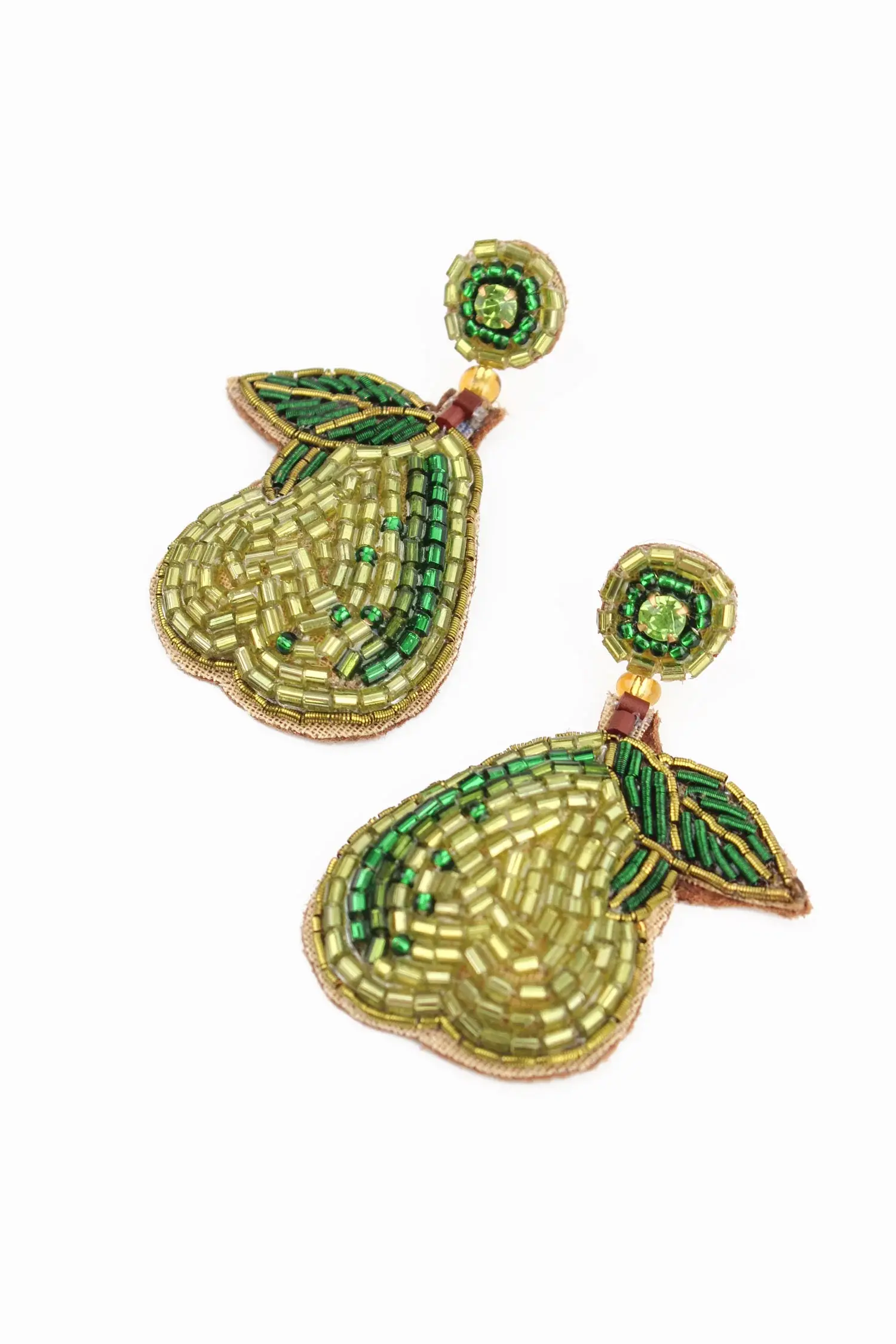 My Doris Green Pear Shimmer Beaded Earrings