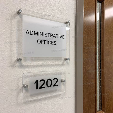 glass name plate for office