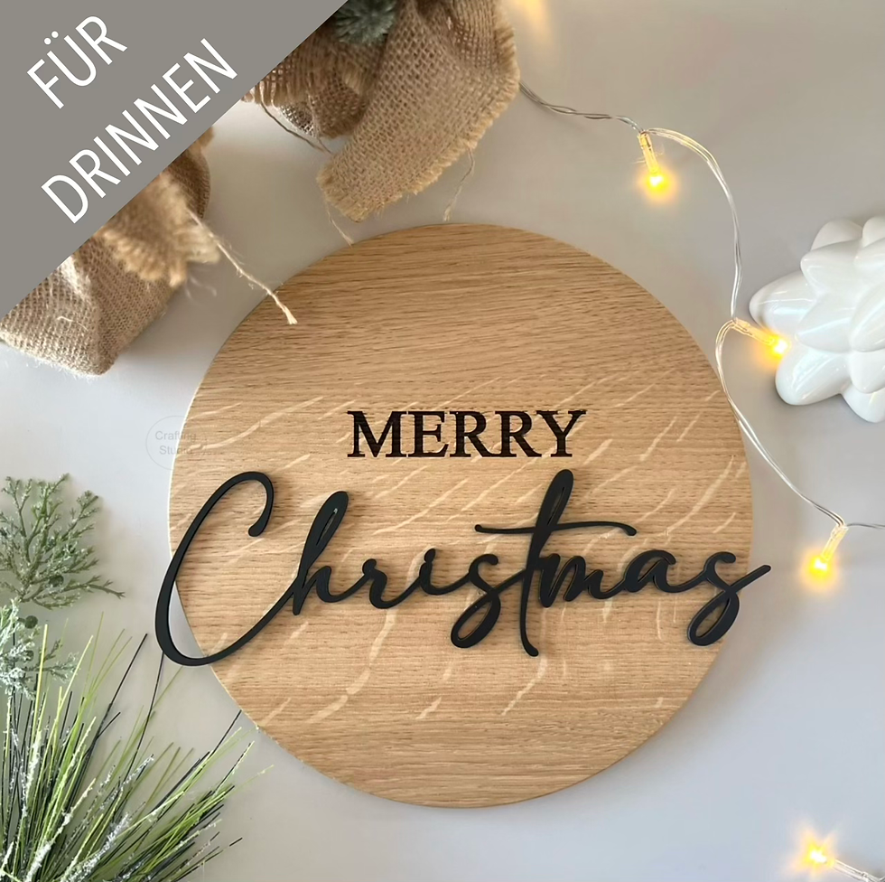 {Merry Christmas} Haustürschild aus Eiche, Titelbild