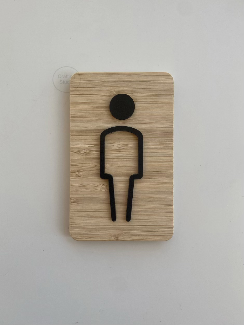 Miniaturbild: Toilettenschilder aus Bambus - Moderne WC Schilder für Büro und Zuhause, Auswahl