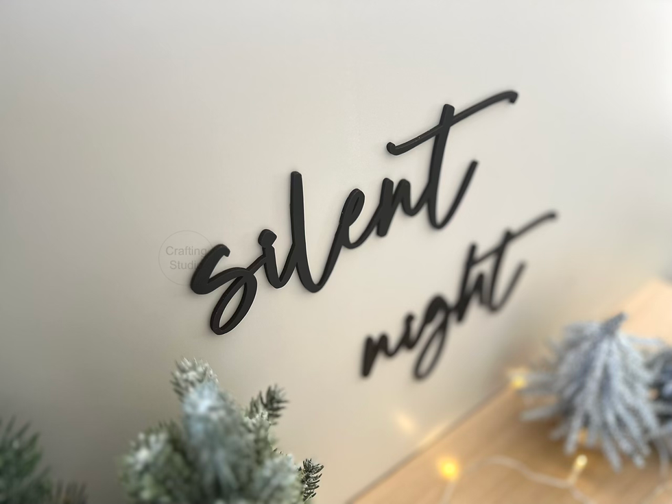 Miniaturbild: Weihnachts Wandtattoo {silent night} Schriftzug in 3D, Seitenansicht