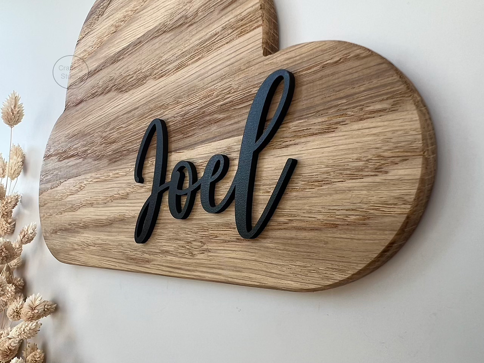 Miniaturbild: Namensschild aus Holz personalisiert {Wolke}, Seitenansicht