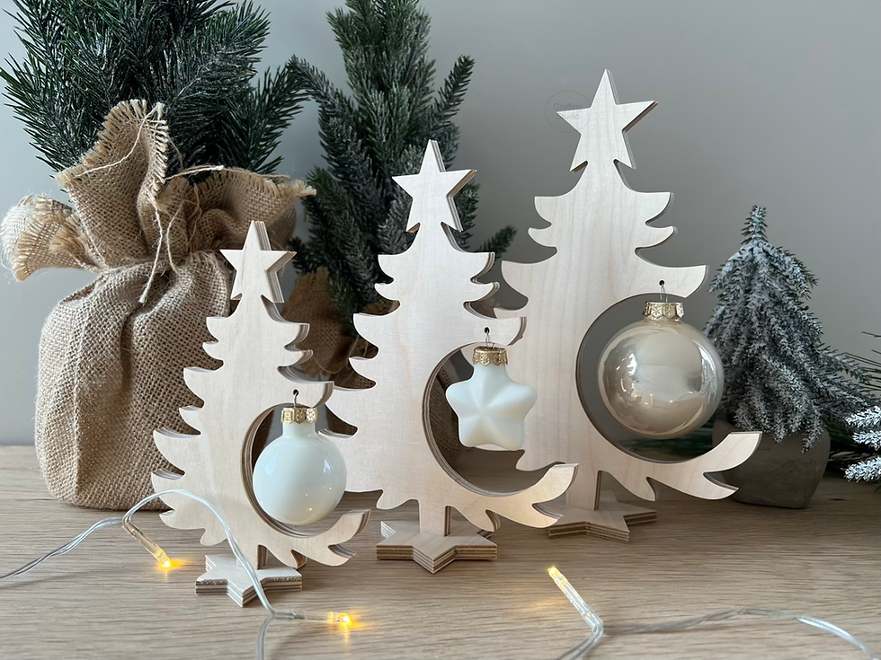 {Kleiner Zauberwald} Kugelbaum 3er Set, Vorderansicht