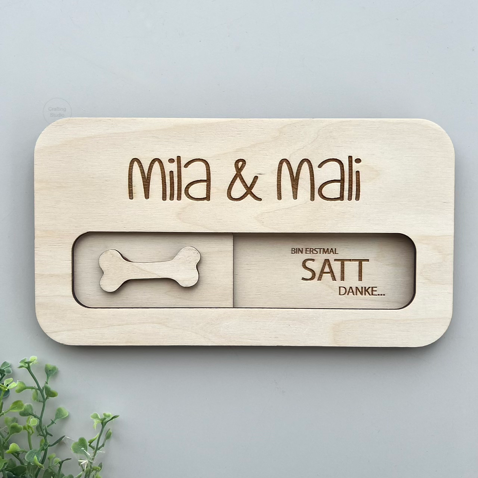 Hunde Essens Tracker {Food Tracker} aus Holz, Vorderansicht