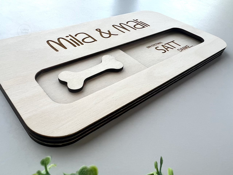 Miniaturbild: Hunde Essens Tracker {Food Tracker} aus Holz, Seitenansicht