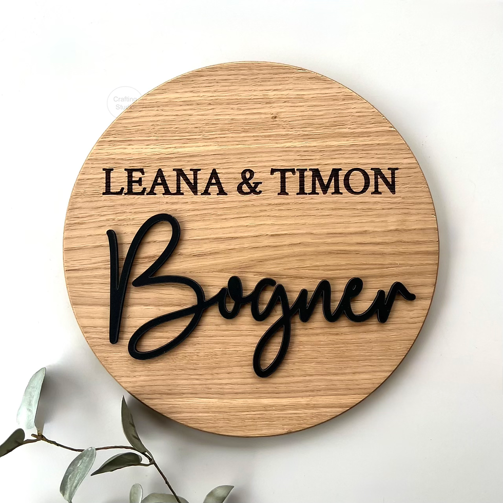 Wohnungstürschild aus Holz | für Paare | für DRAUßEN, Vorderansicht