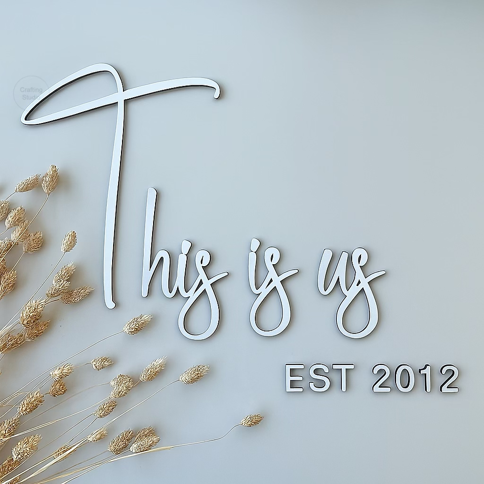 Wandspruch in 3D {This is us}, in weiß