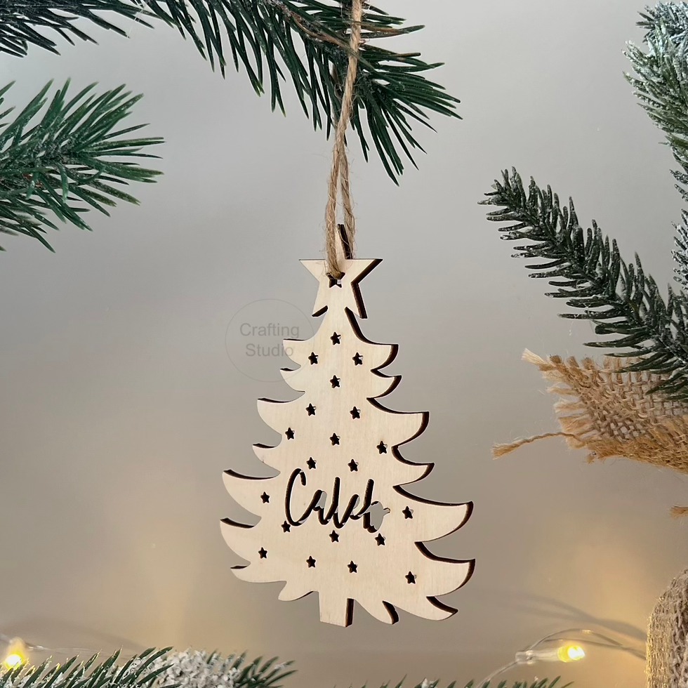 Christbaumschmuck personalisiert aus Holz {Oh Tannenbaum}, Vorderansicht
