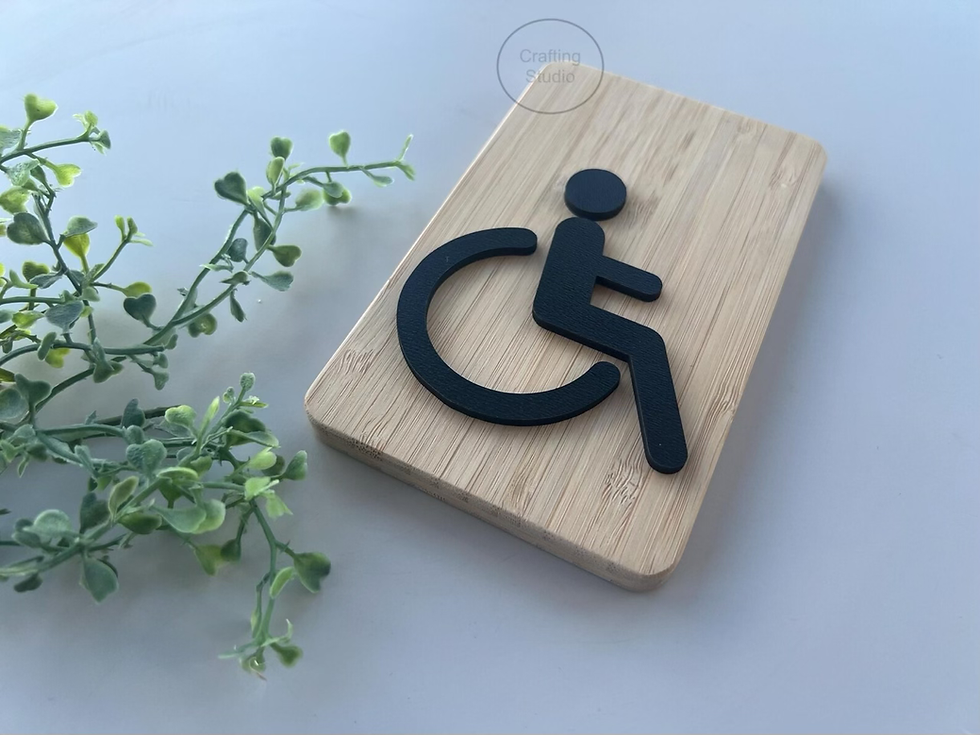 Miniaturbild: Behinderten WC Schild aus Bambus, Seitenansicht