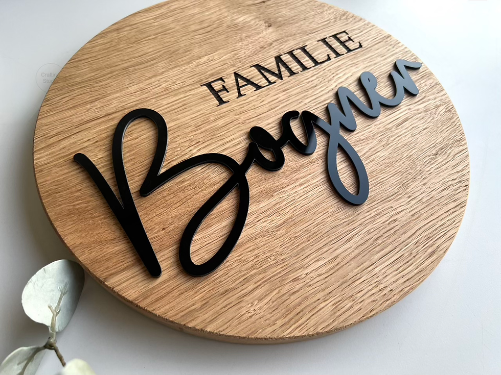 Miniaturbild: Türschild aus Eichen Holz - personalisiert - für Außen, Seitenansicht