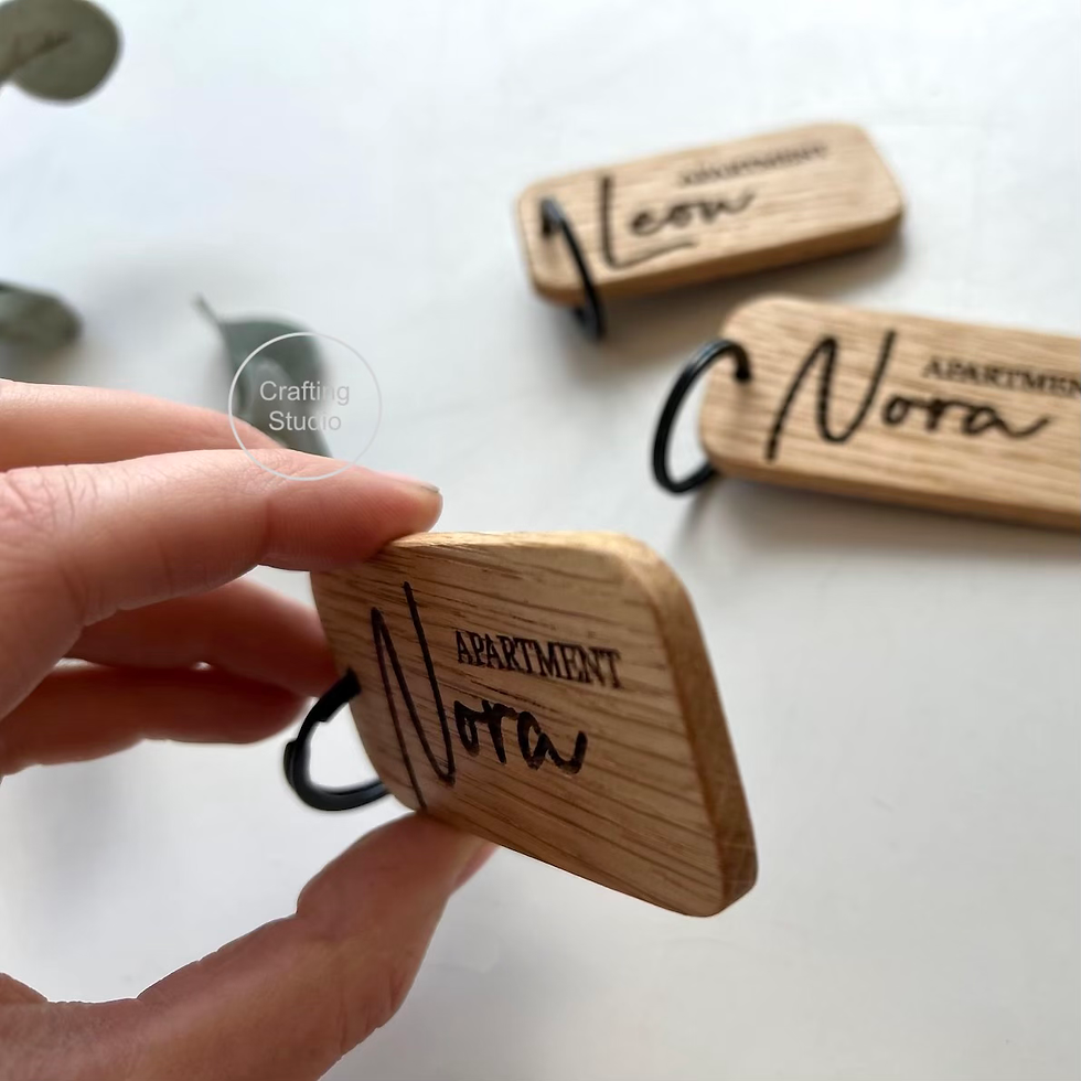 Miniaturbild: Schlüsselanhänger für Ferienwohnungen aus Holz, Seitenansicht