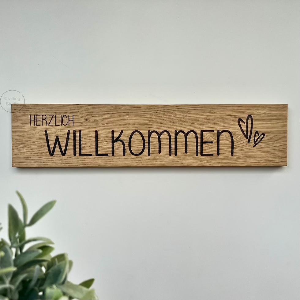 Großes Herzlich Willkommen Holzschild, Titelbild