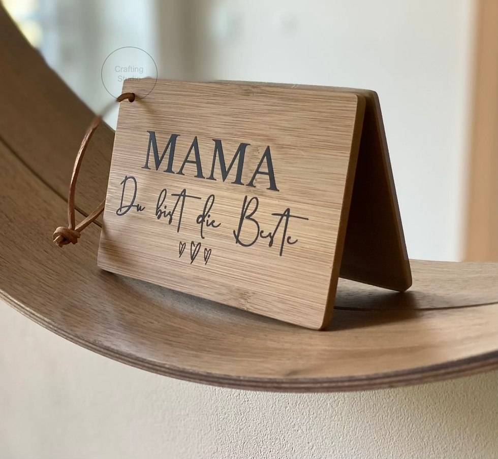 Miniaturbild: Karte aus Holz {Mama du bist die Beste}, Seitenansicht