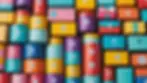 Eye level view of colorful product packaging