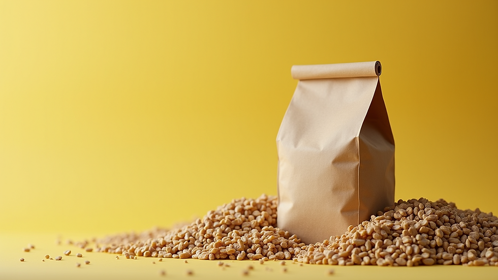 Close-up view of biodegradable packaging made from plant-based materials