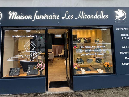 vitrine de pompes funèbres les hirondelles à brou sur chantereine