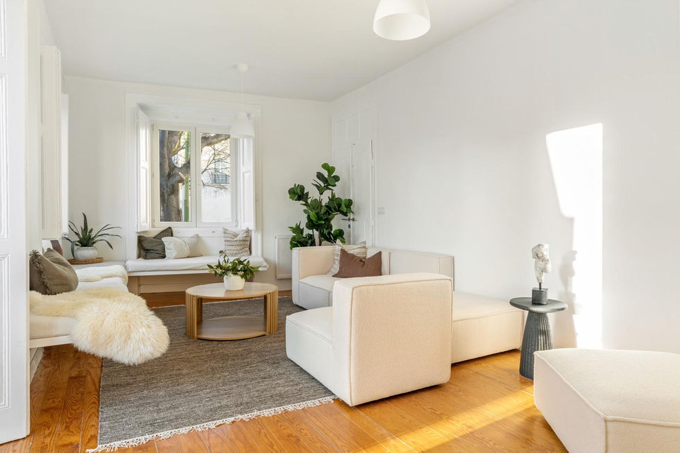 Luxury living corner with neutral furnishings in Graça Lisbon