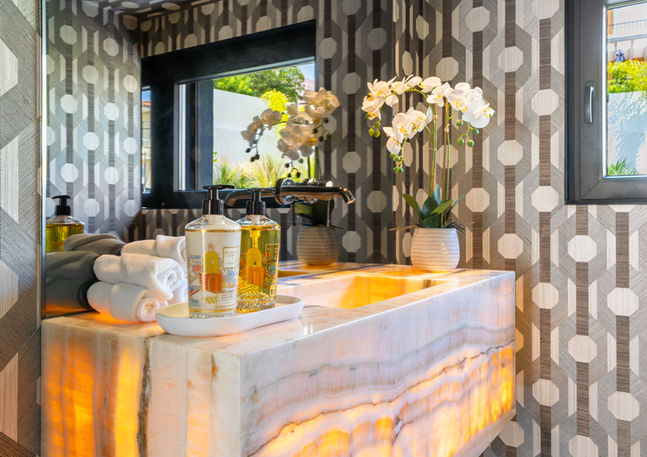 Professionally styled bathroom in Ocean Blue home, ideal for upscale buyers
