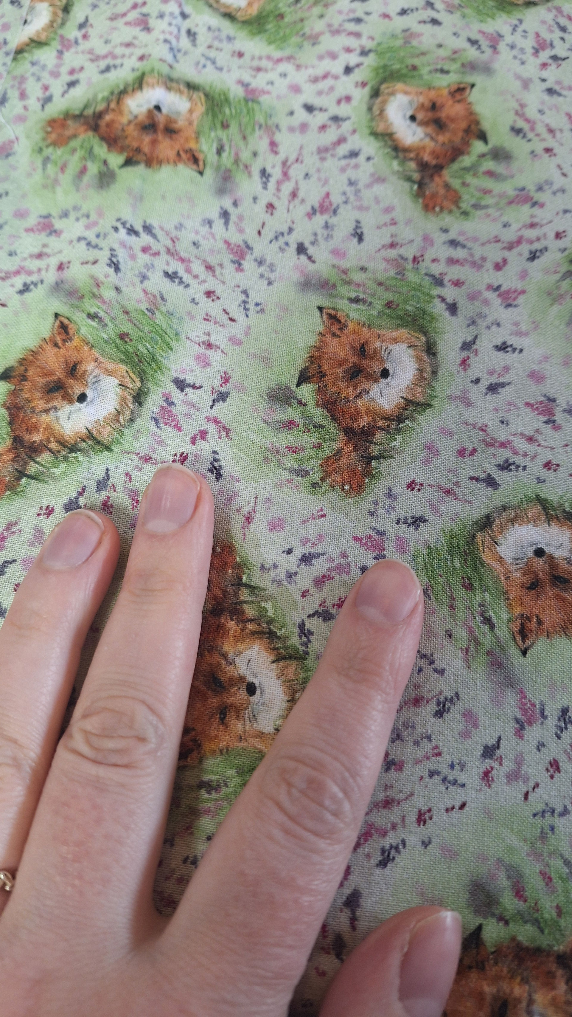 In it's final repeat on the fabric