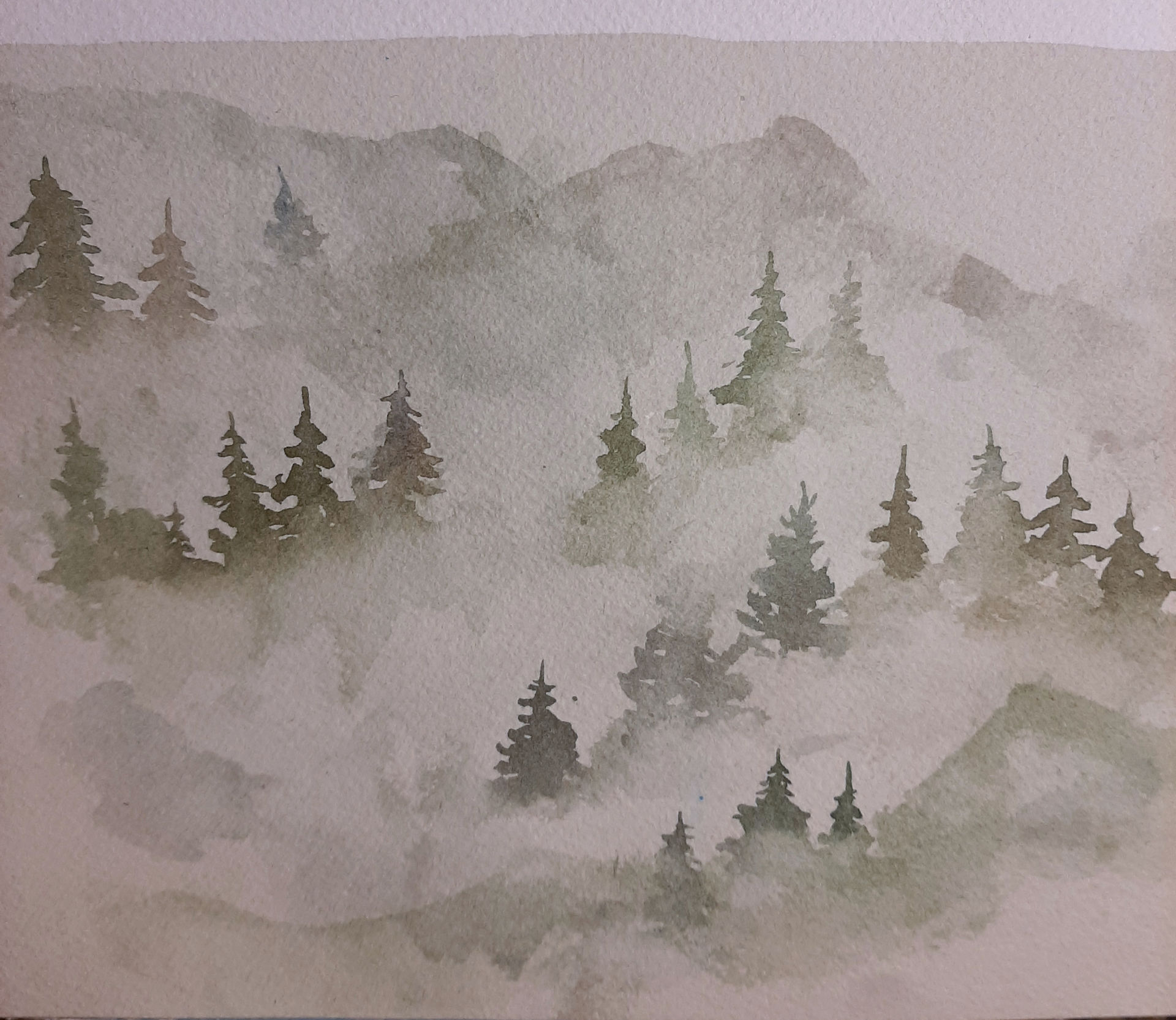 The original painting for  a misty tree repeat