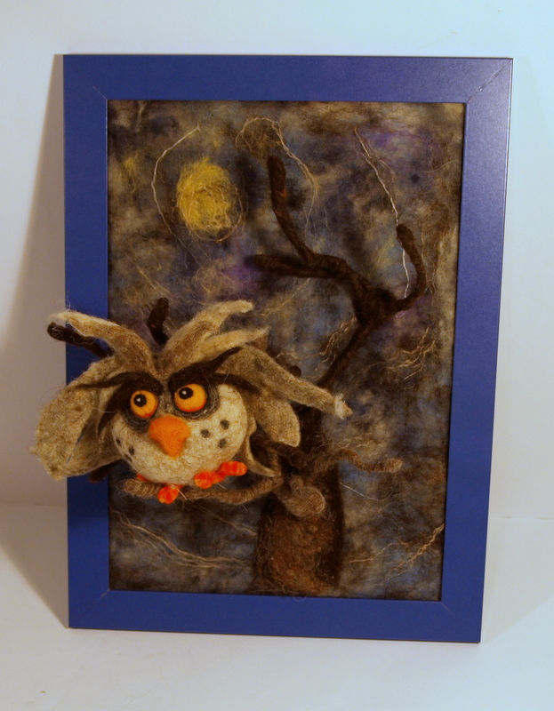 Thumbnail: Framed needle felted owl