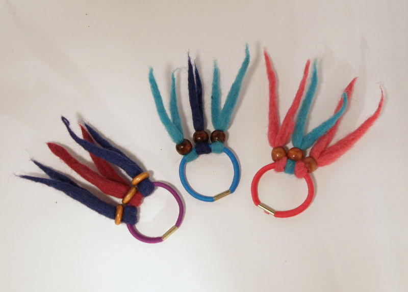 Thumbnail: Pair of Felted Elastic Ponytail Holders