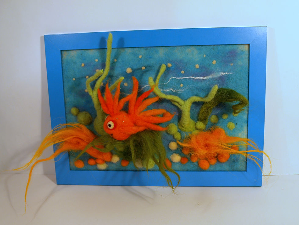 Thumbnail: Framed needle felted goldfish