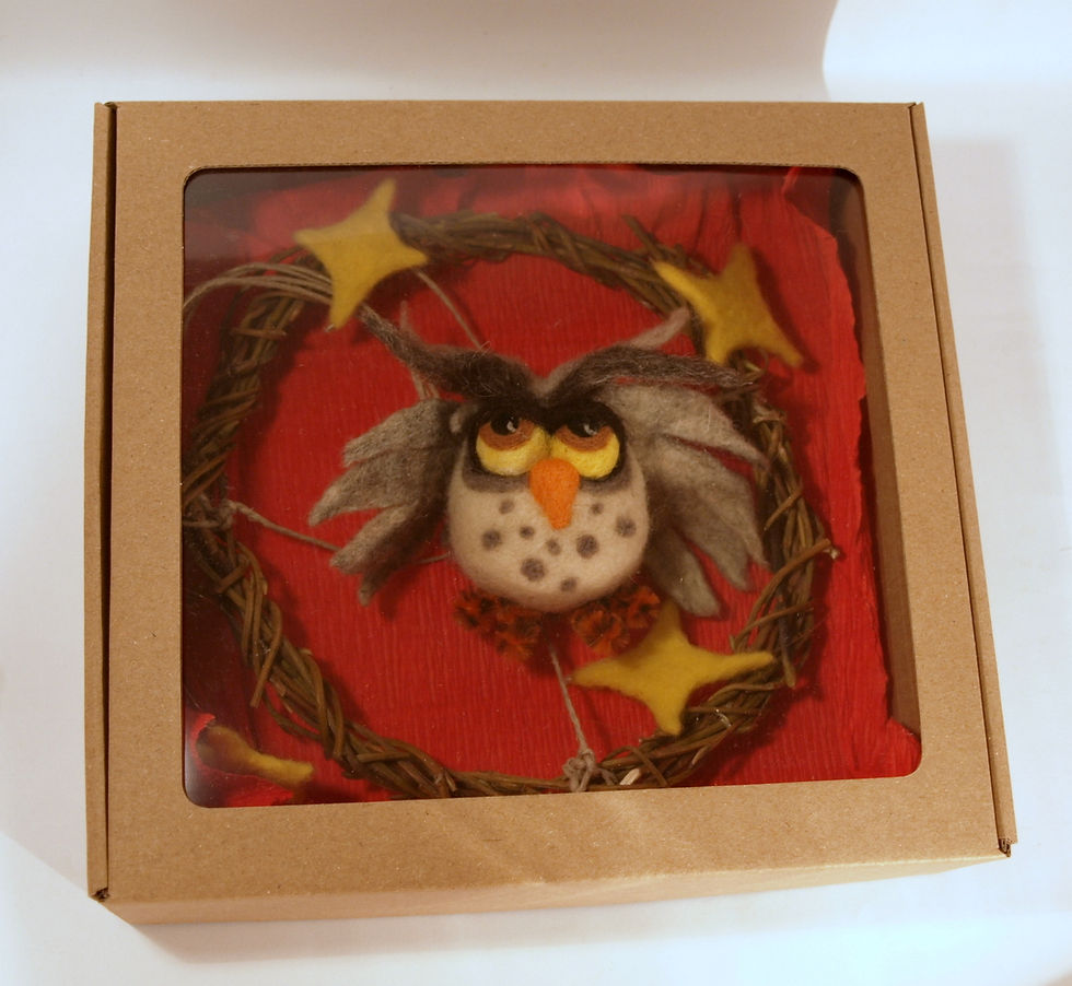 Thumbnail: Ćukolo needle felted snowy owl mobile