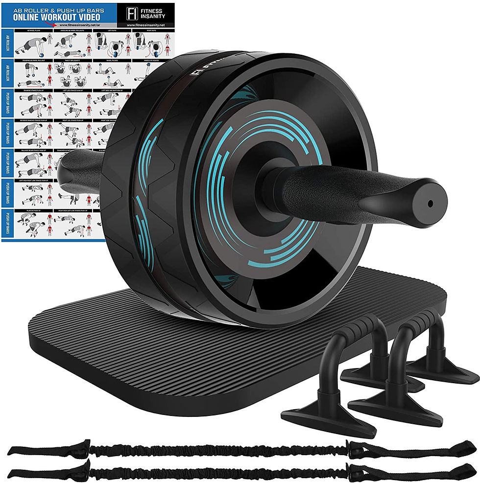 Ab Roller Wheel, 6-in-1 Ab Roller Kit with Knee Mat, Push-Up Bars, Resistance Bands, Workout Guide