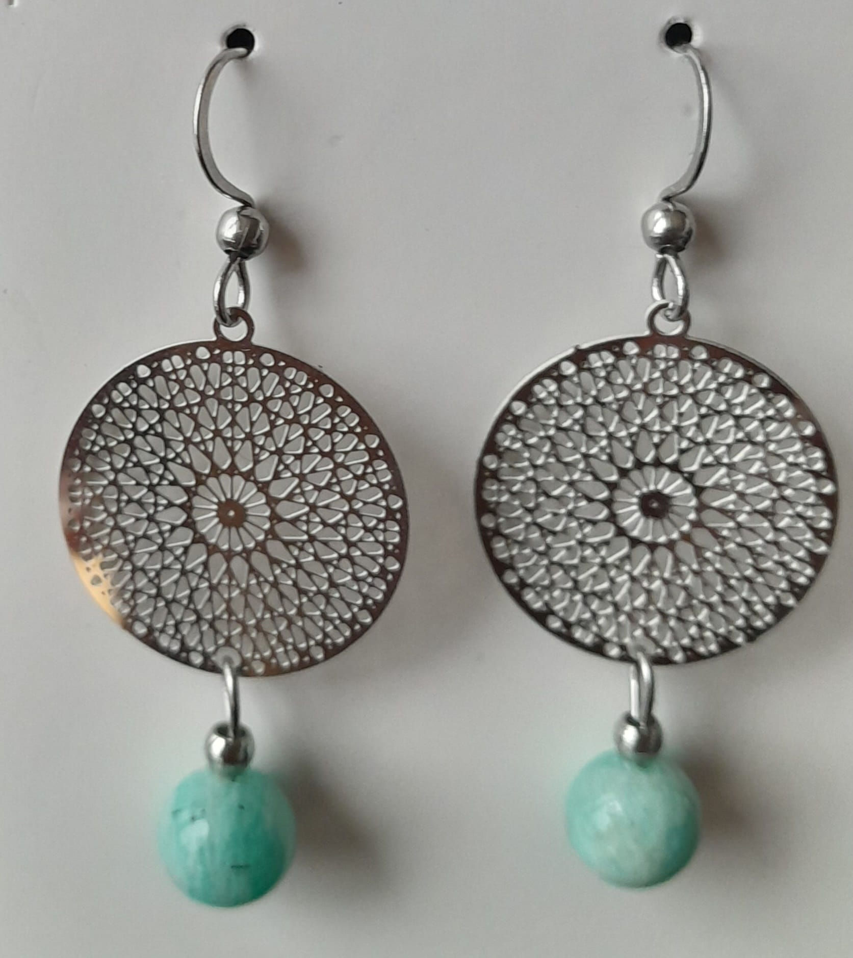 Boucles d'oreilles  mandala Amazonite