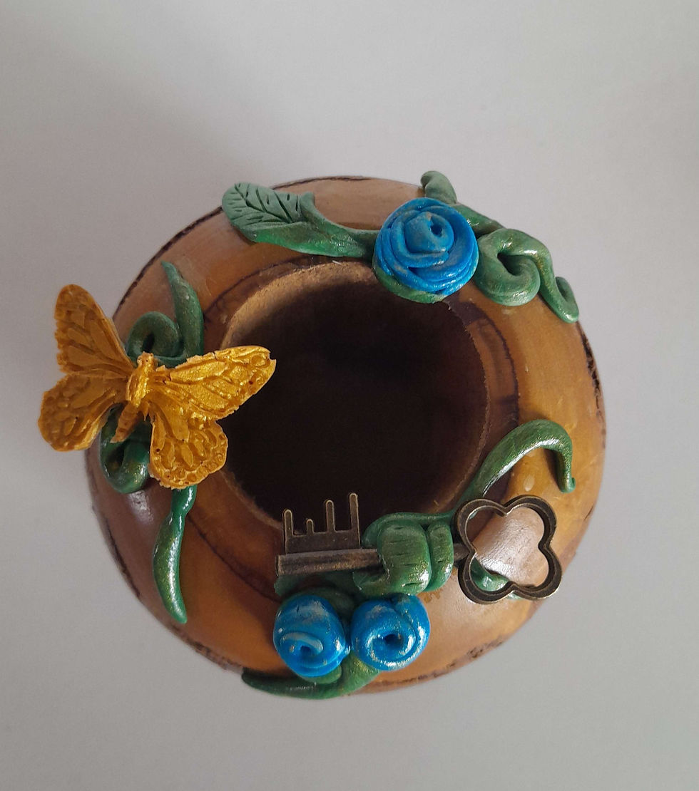 Miniature : Pot à crayon roses bleus 