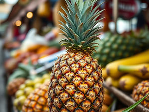 Piña en el mercado de frutas