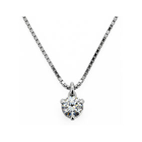 Collana con ciondolo punto luce in oro bianco e diamante taglio brillante montato a griffe su catena veneziana