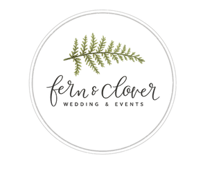 Fern and Clover wedding planning and floral design logo with fern and clover details.