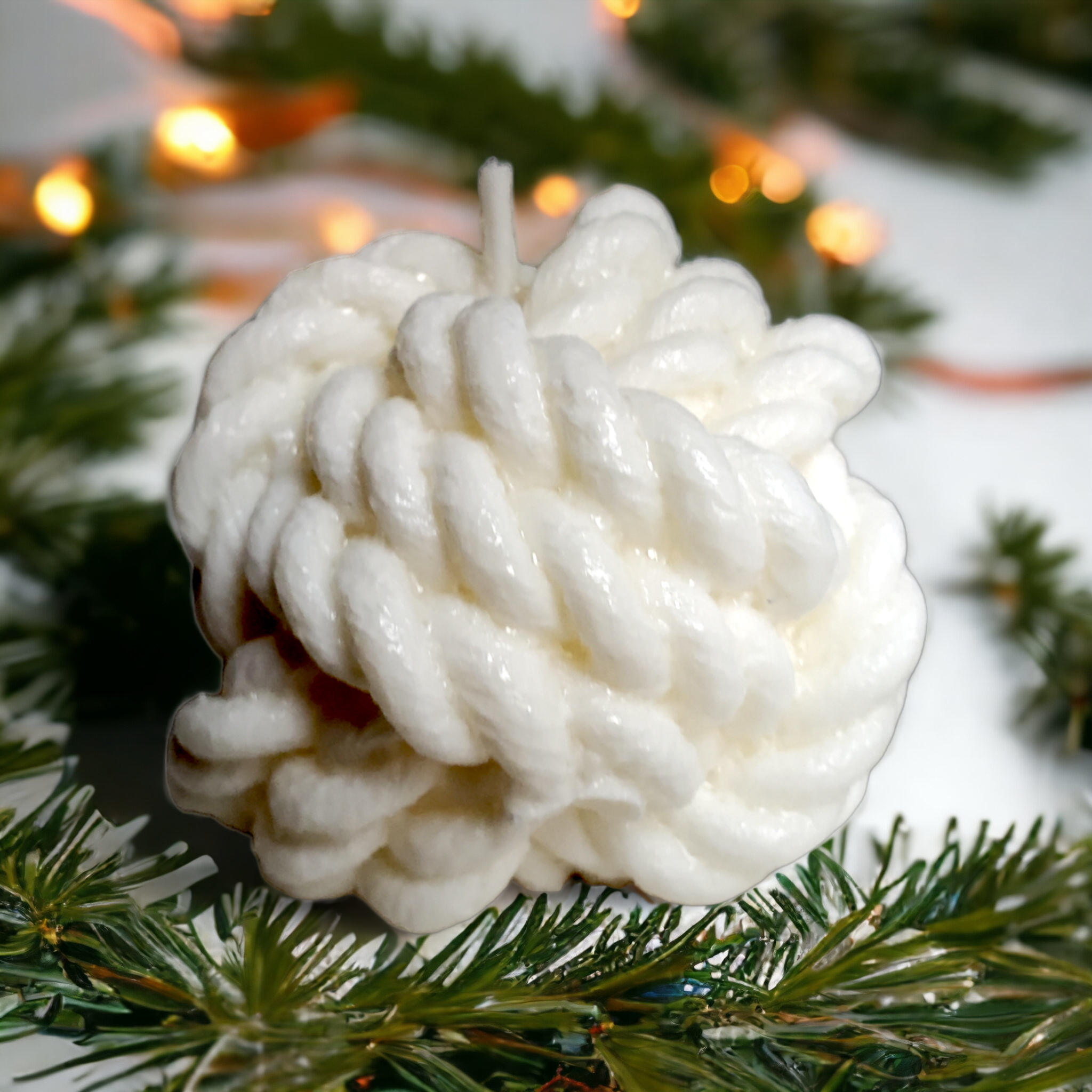 Pure Elegance Pillar Candle - Yarn-inspired