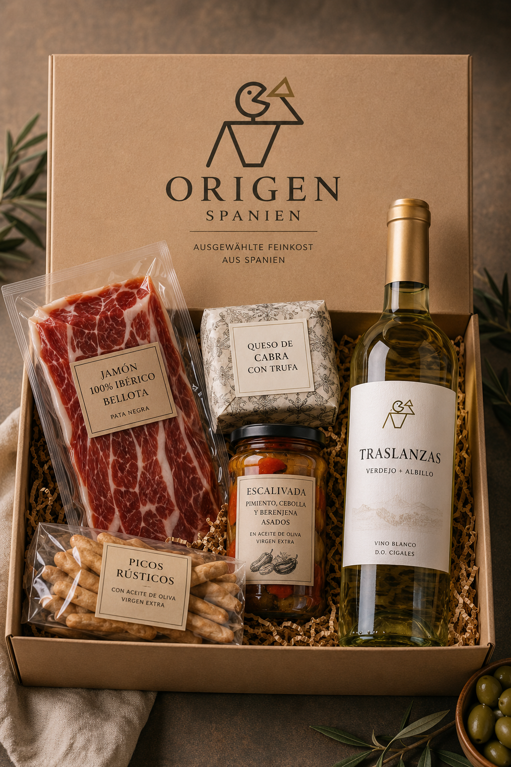Tapas & Vino – Spanische Genussbox mit Weißwein