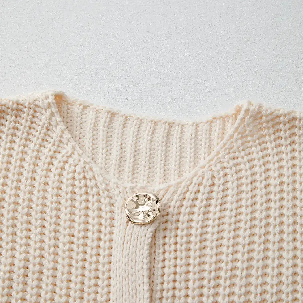 Thumbnail: Solid Textured Knit Side Pockets Buttoned Sweater Vest
