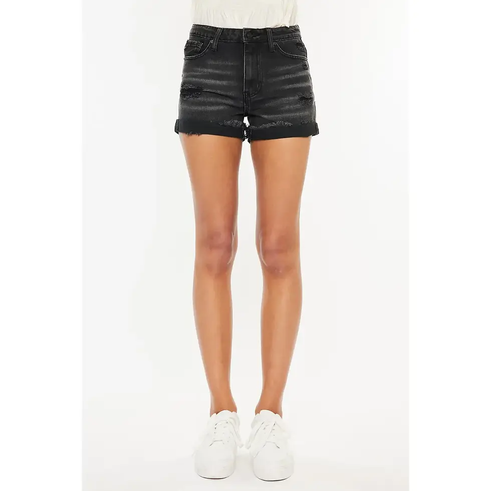 Thumbnail: Kan Can Black Distressed Shorts