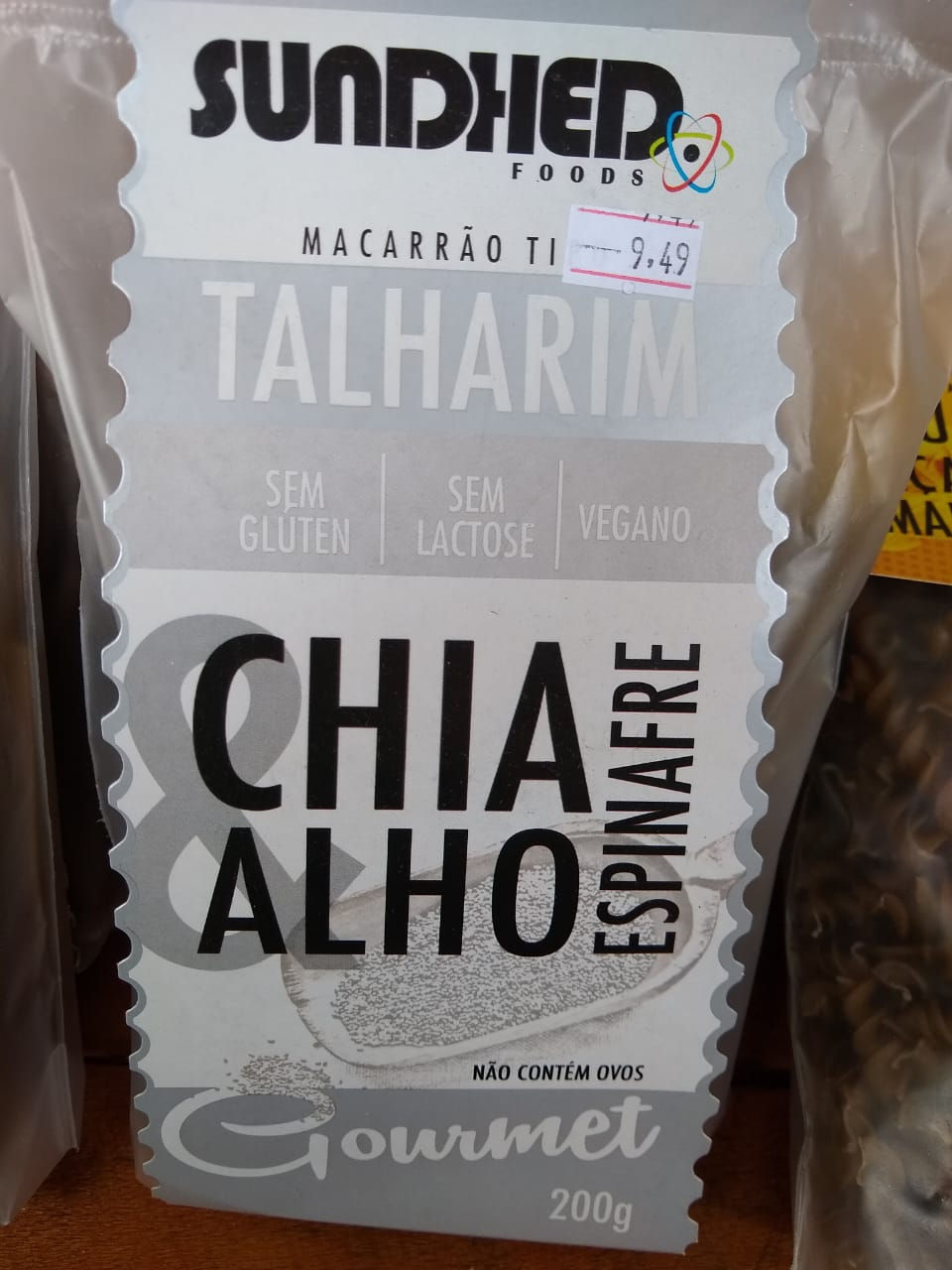 Macarrão - Talharim Chia, Alho, Espinafre - Sundhed Foods (200 gr)