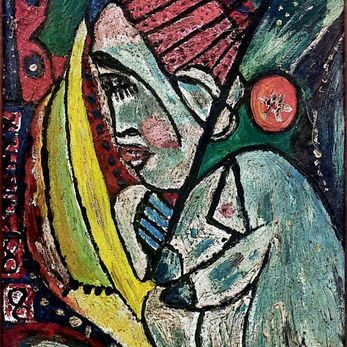 Vision de l'amour maternel, avec regard intense mais camouflé , nourricière et prieuse.
Grande mère Ozi Dagbo "  Yahi "

 

Artiste: Meva ouy

Dimension: 36x50 cm
Technique : mixte et kwe sur papier en cadré sous verre
