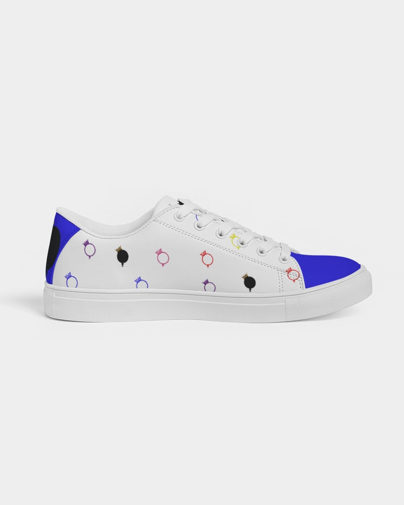 Thumbnail: King WoK Print Men's Faux-Leather Sneaker (White & Blue)