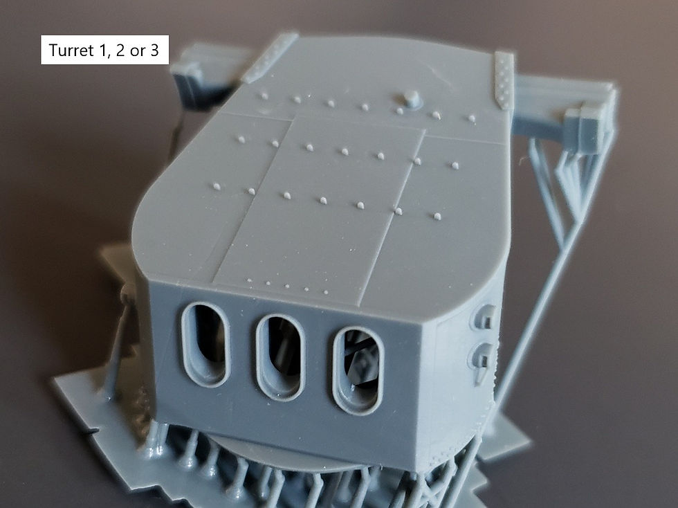 Thumbnail: 1/200 Cleveland class 6"/47 cal. Turrets, for early "Round Bridge" ships