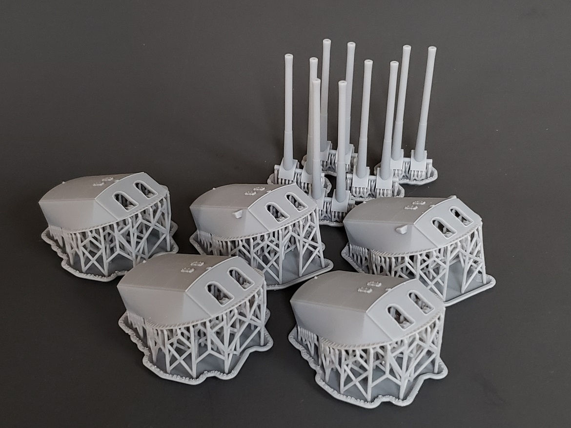 1/192 USS New York BB-34 and USS Texas BB-35 Turrets with Barrels