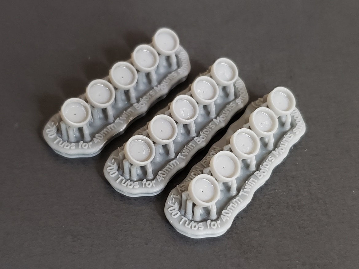1/700 Tubs for 40mm Twin-gun Bofors Mounts (smooth shield)