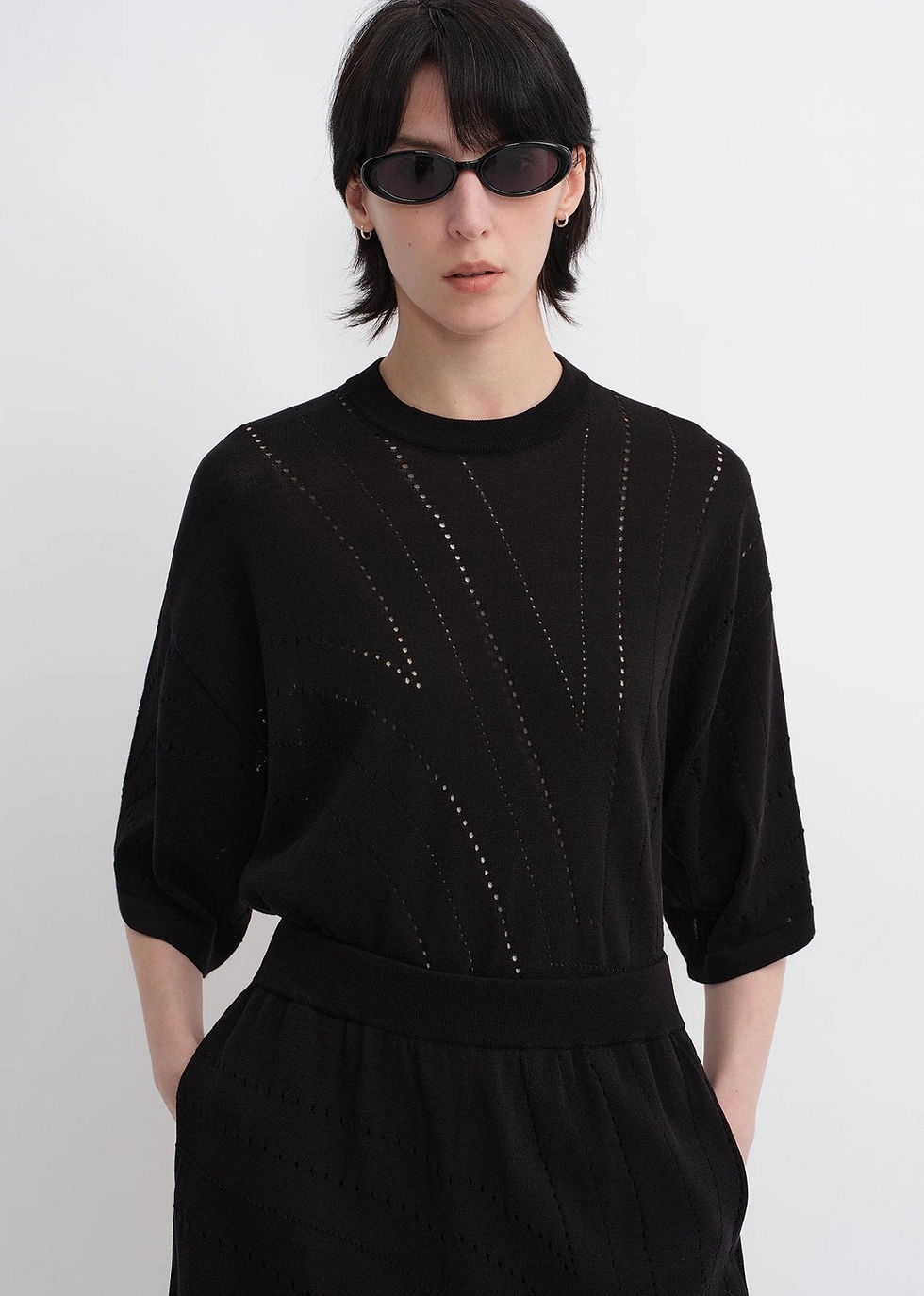 Miniatura: Customized Acetate Cotton Geometric Lines Knitted Suit