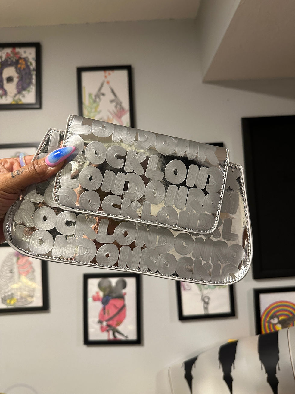 Thumbnail: Hand Painted Metallic Flap Bag
