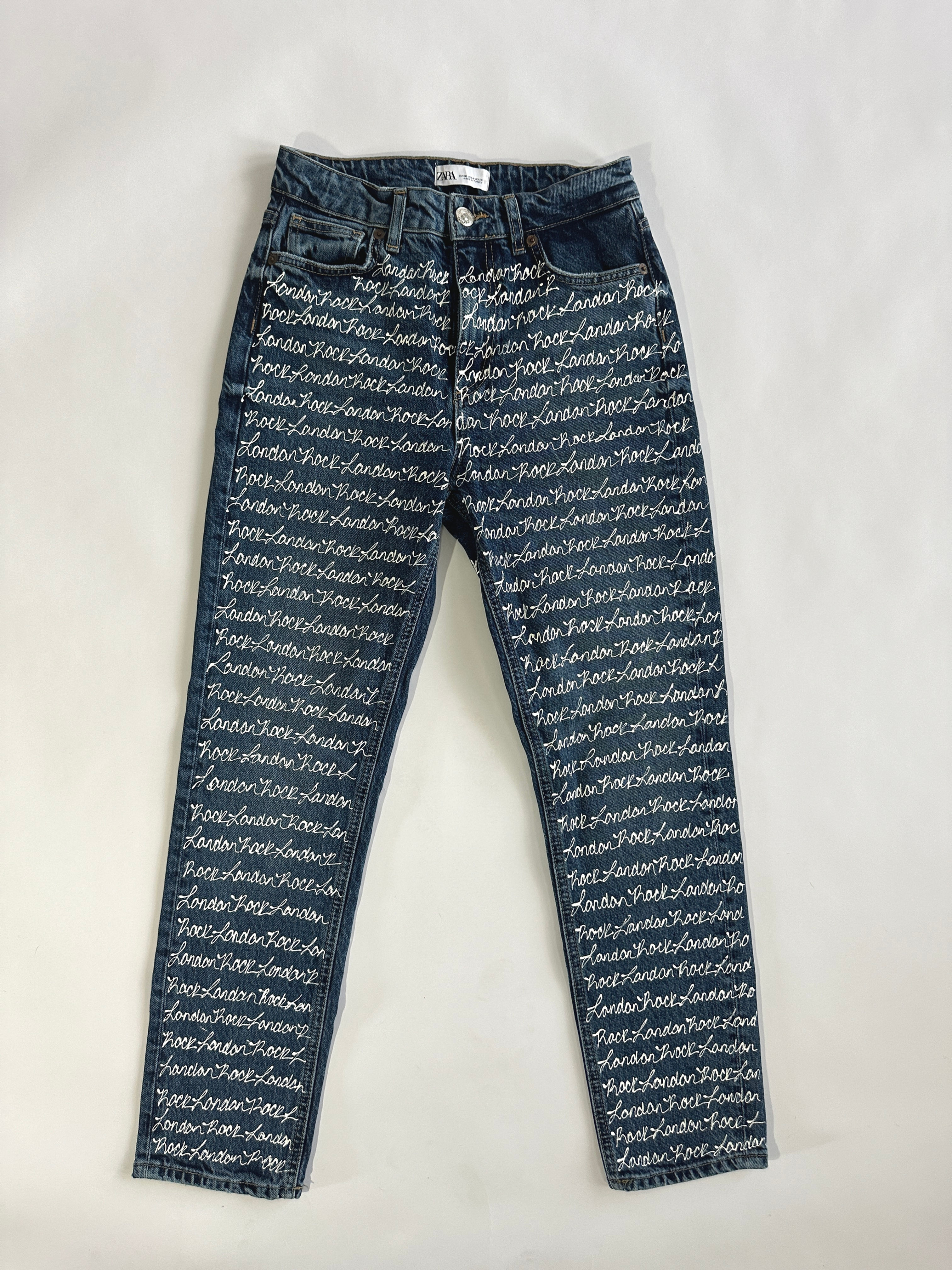 UPCYCLED HANDPAINTED ZARA 90s STRAIGHT LEG JEANS SZ 4